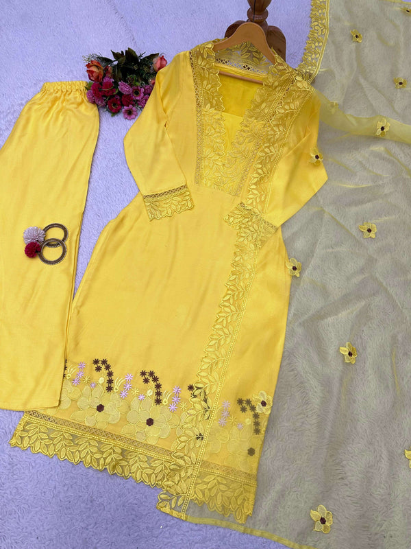 Preksha Creation Women Gown Maslin With Threads With Dupatta And Pant - Distacart