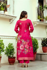 Thumbnail for The52 Women Gorgeous Chanderi Cotton Fabric Straight Kurta, Pant and Dupatta Set