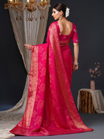 Thumbnail for NOZ2TOZ Women's Viscose Pink Woven Design Designer Saree With Blouse Piece - Distacart