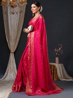 Thumbnail for NOZ2TOZ Women's Viscose Pink Woven Design Designer Saree With Blouse Piece - Distacart