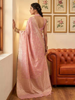 Thumbnail for Anaita Pink Woven Tissue Silk Saree With Blouse - Dista