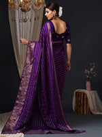 Thumbnail for NOZ2TOZ Women's Viscose Purple Woven Design Designer Saree With Blouse Piece - Distacart