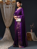 Thumbnail for NOZ2TOZ Women's Viscose Purple Woven Design Designer Saree With Blouse Piece - Distacart