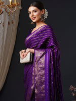 Thumbnail for NOZ2TOZ Women's Viscose Purple Woven Design Designer Saree With Blouse Piece - Distacart