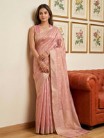 Thumbnail for Anaita Pink Woven Tissue Silk Saree With Blouse - Dista