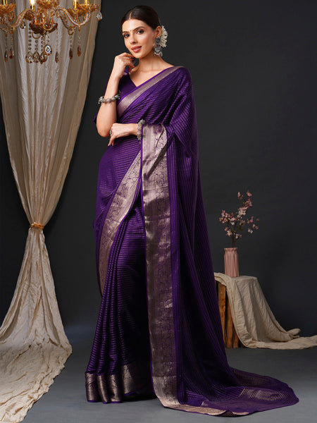 NOZ2TOZ Women's Viscose Purple Woven Design Designer Saree With Blouse Piece - Distacart