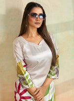 Thumbnail for Prazu Fashion Off White Printed Cotton Reyon Kurta Pant Set - Distacart
