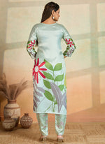 Thumbnail for Prazu Fashion Light Pista Printed Cotton Reyon Kurta Pant Set - Distacart