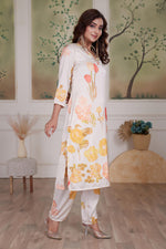 Thumbnail for BulBul Malaika Silk White Kurta Set with Dupatta