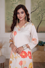 Thumbnail for BulBul Malaika Silk White Kurta Set with Dupatta