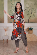 Thumbnail for BulBul Roli floral Printed Grey Rayon Salwar Suit