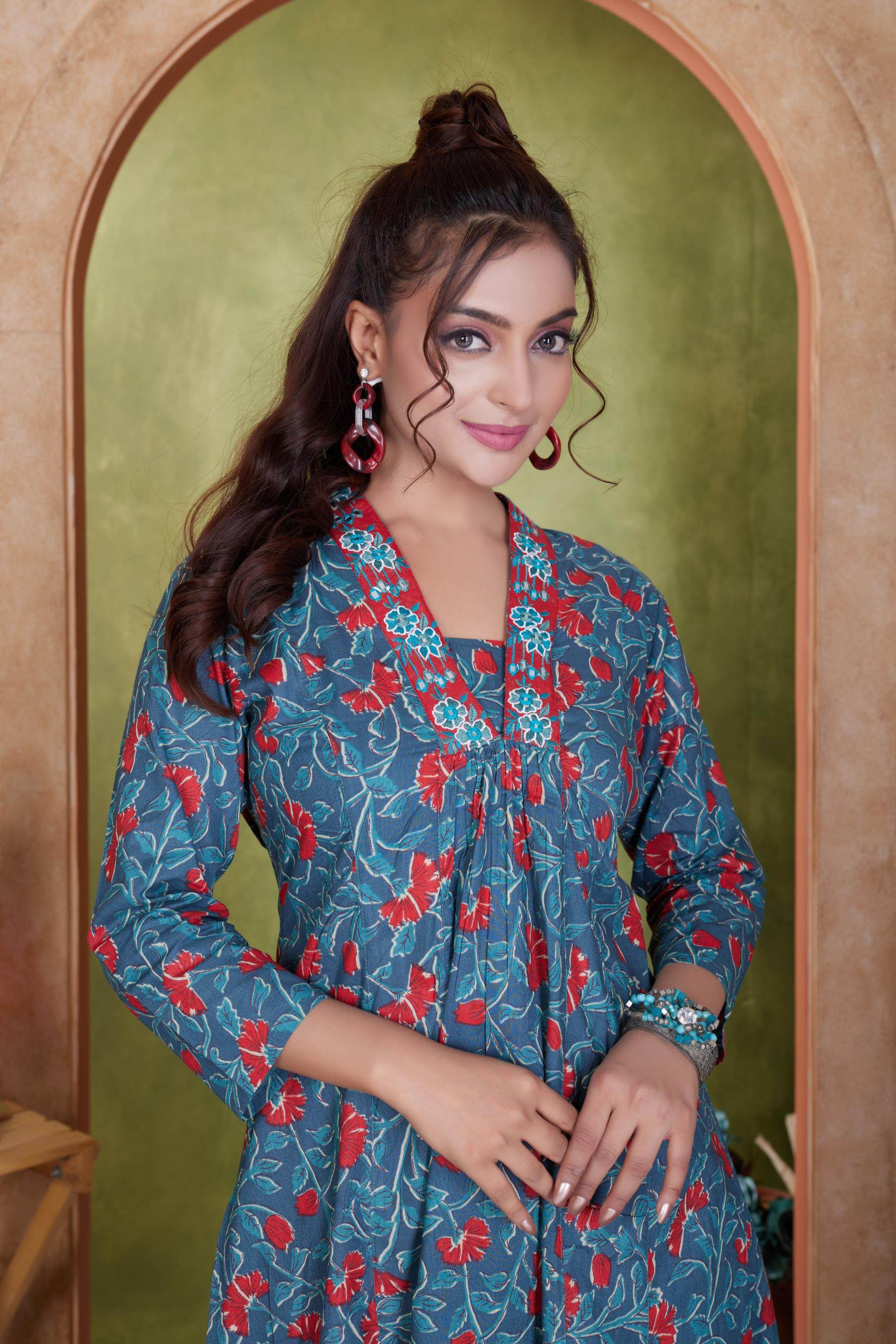 BulBul Anupriya Cotton Blue Kurta Set with Dupatta