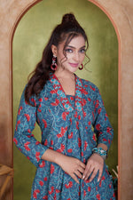 Thumbnail for BulBul Anupriya Cotton Blue Kurta Set with Dupatta