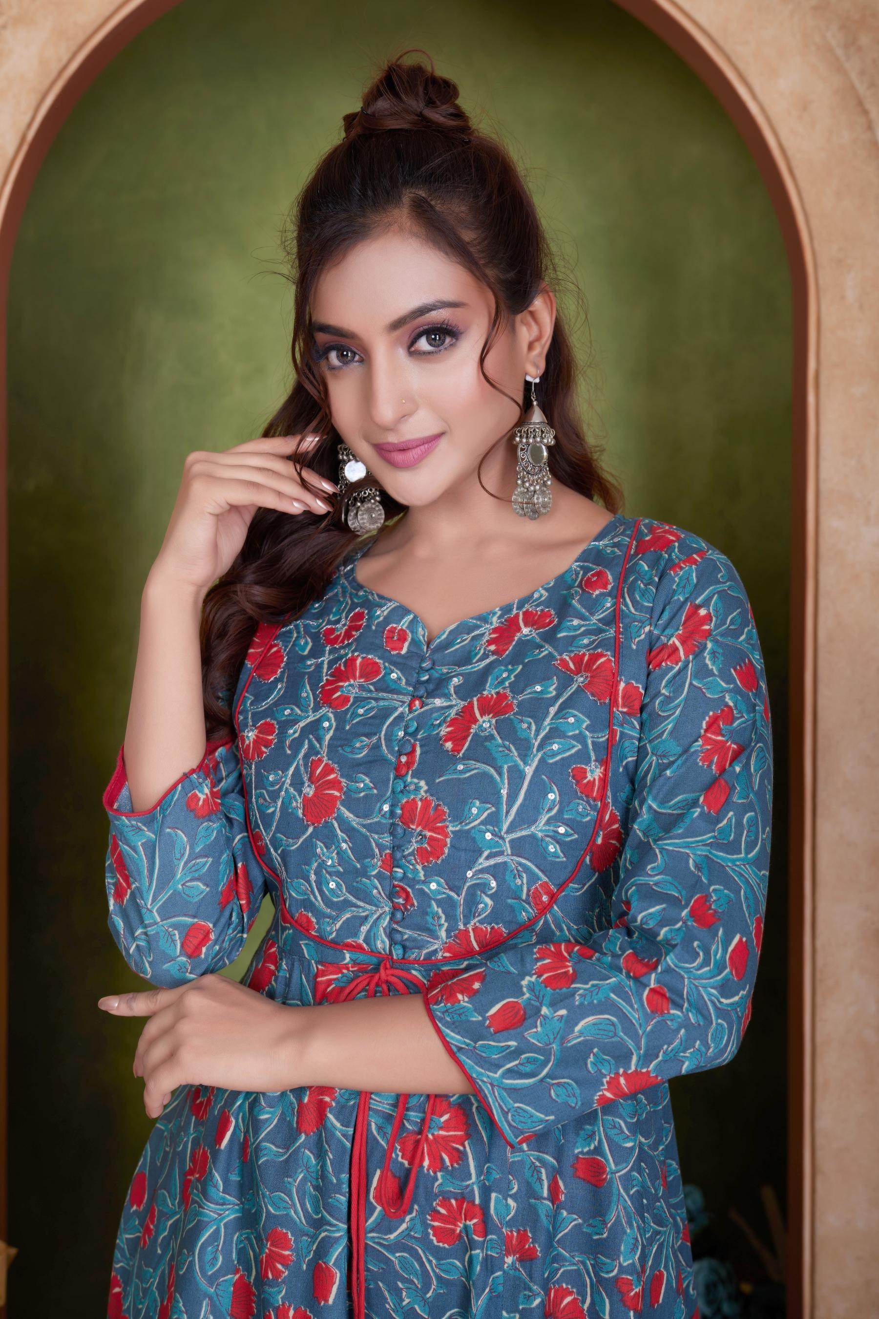 BulBul Anupama Cotton Blue Kurta Set with Dupatta