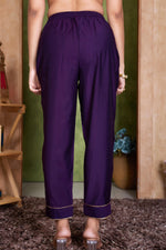 Thumbnail for BulBul Preet Chanderi Purple Kurta Set with Dupatta