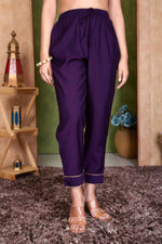 Thumbnail for BulBul Preet Chanderi Purple Kurta Set with Dupatta