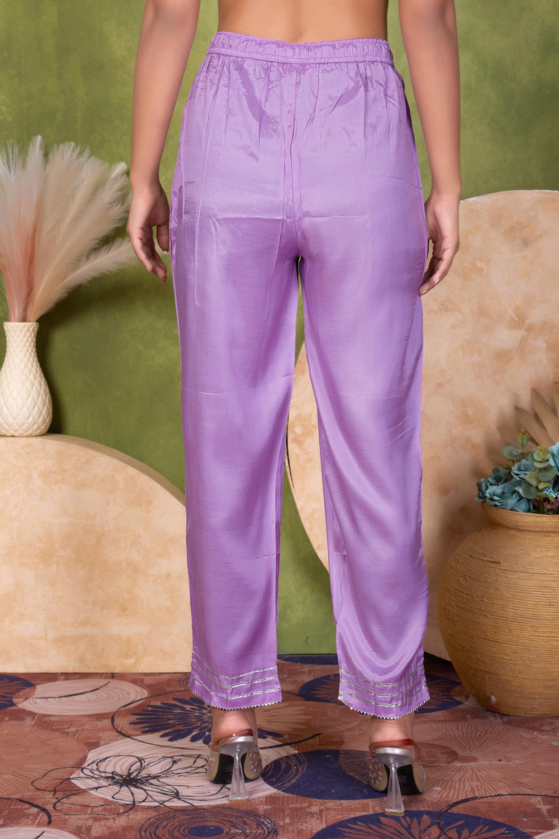 BulBul Indu Muslin Purple Kurta Set With Dupatta
