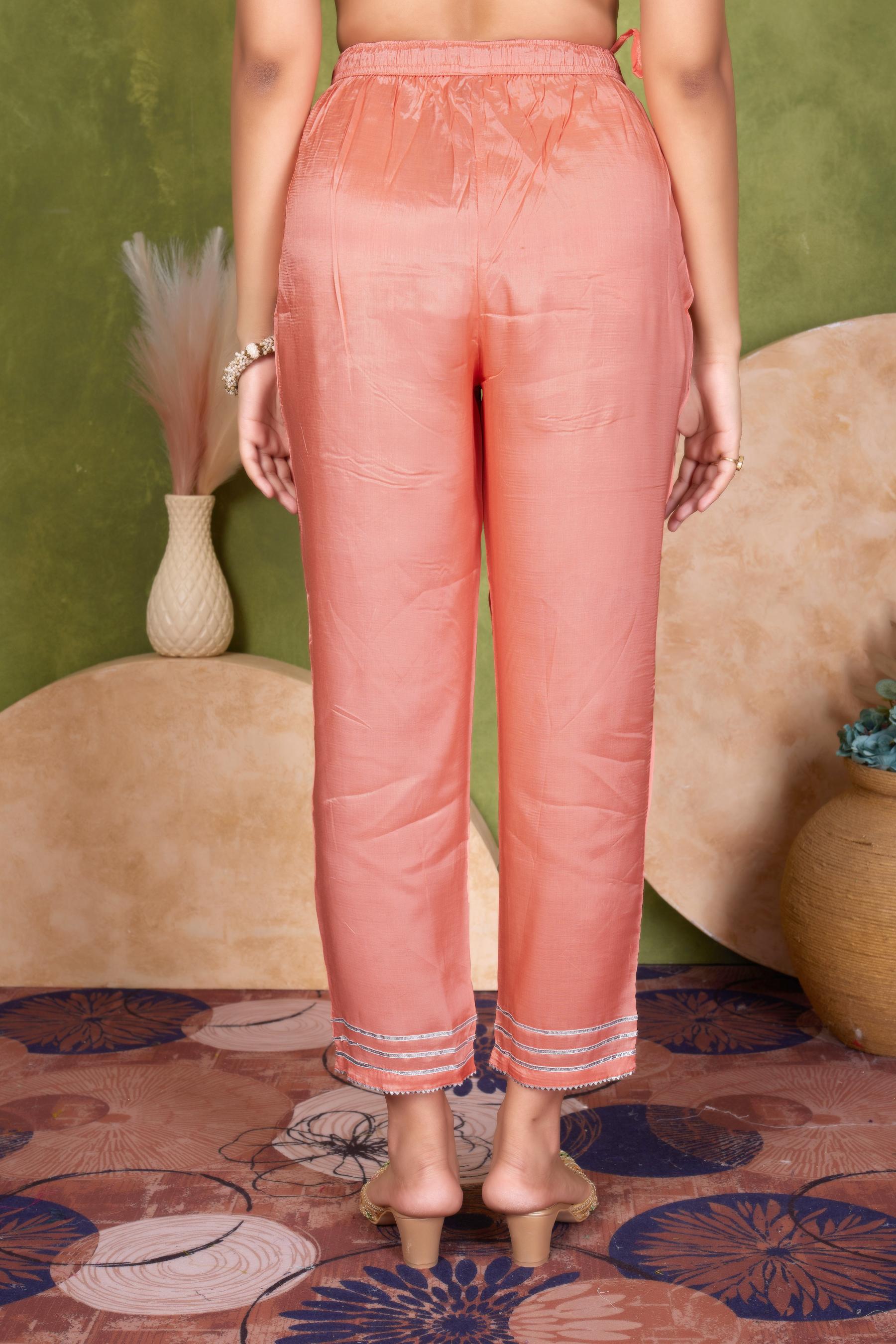 BulBul Indu Muslin Peach Kurta Set With Dupatta