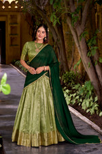 Thumbnail for Evanik Traditional Pista Dupion Silk With Zari Weaving Work Lehenga Choli - Distacart