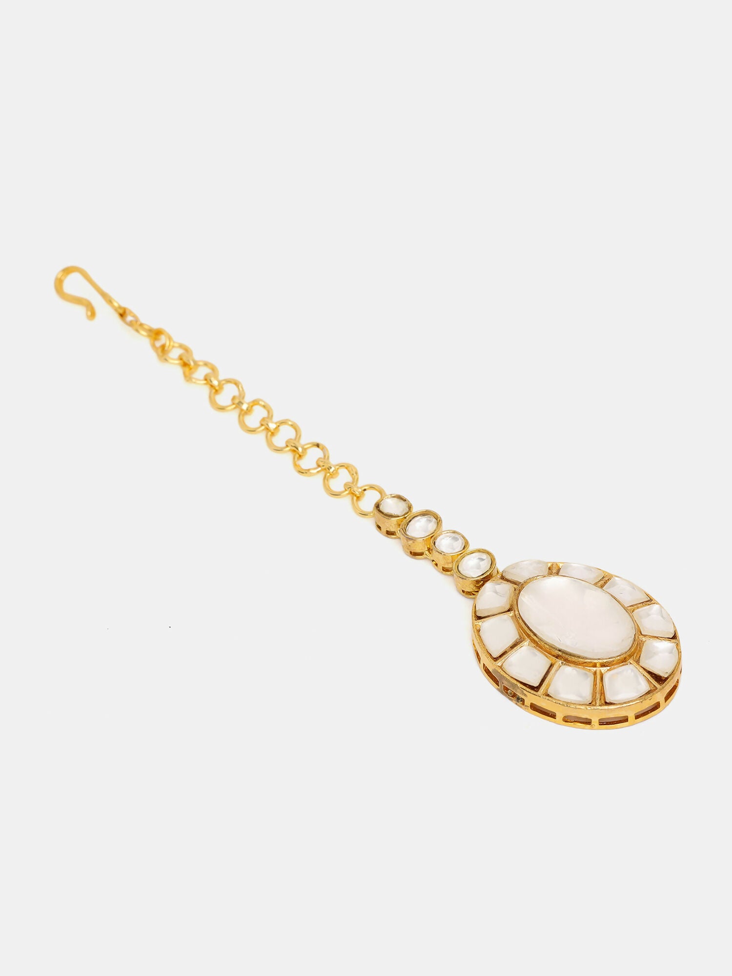 Ruby Raang 22k Gold Polished Kundan Maang Tikka