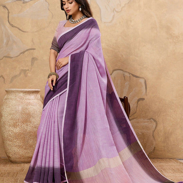 Astita Purple Linen Saree