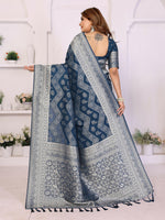 Thumbnail for Aastha Fashion Teal Blue Georgette Silk Leheriya With Elegant Zari Weaving Saree - Distacart