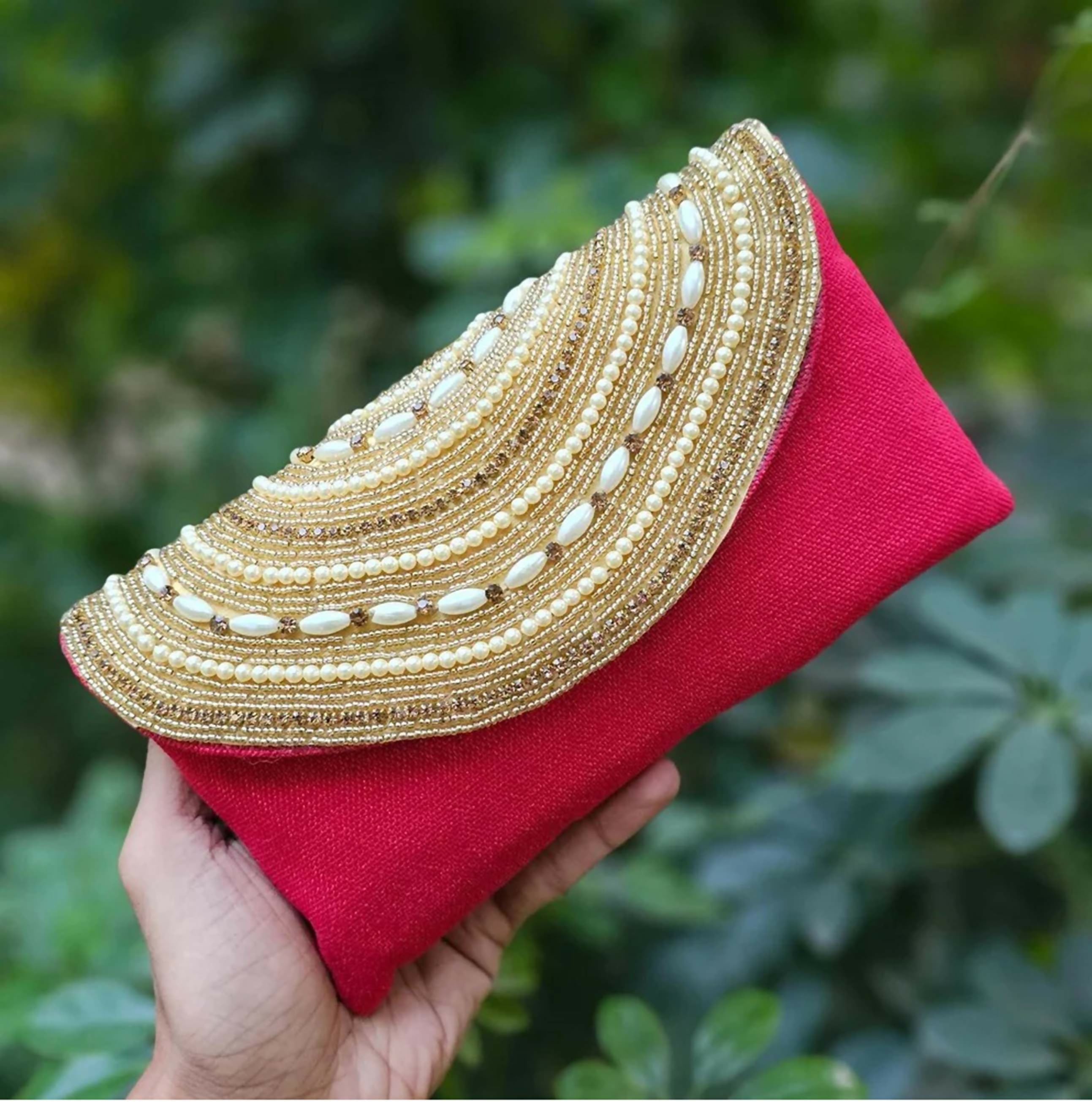 Joban Fashion Women Embellished Potli Clutch - Red