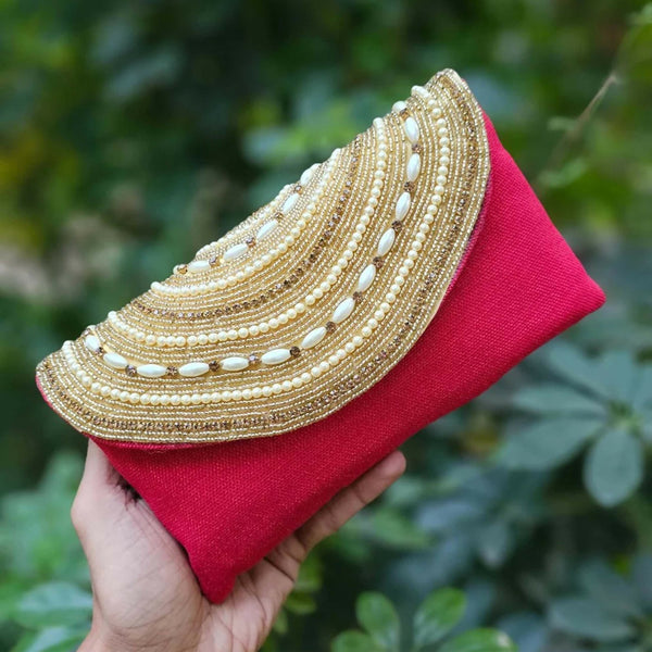 Joban Fashion Women Embellished Potli Clutch - Red