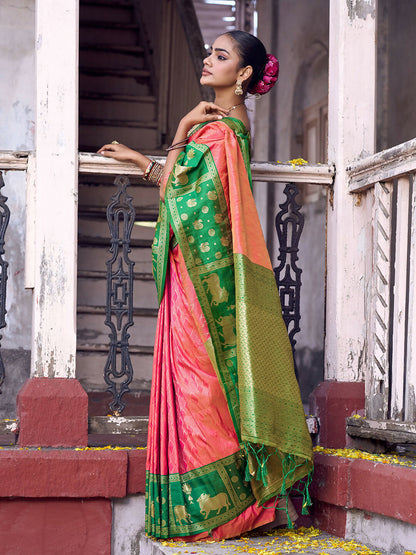 Shree Shyam Fashion Peach Soft Silk Saree - Distacart