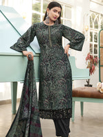 Thumbnail for Jyoti Fashion Women's Green Velvet Digital Print with Resham Thread work Kurta with Trouser & Dupatta - Distacart