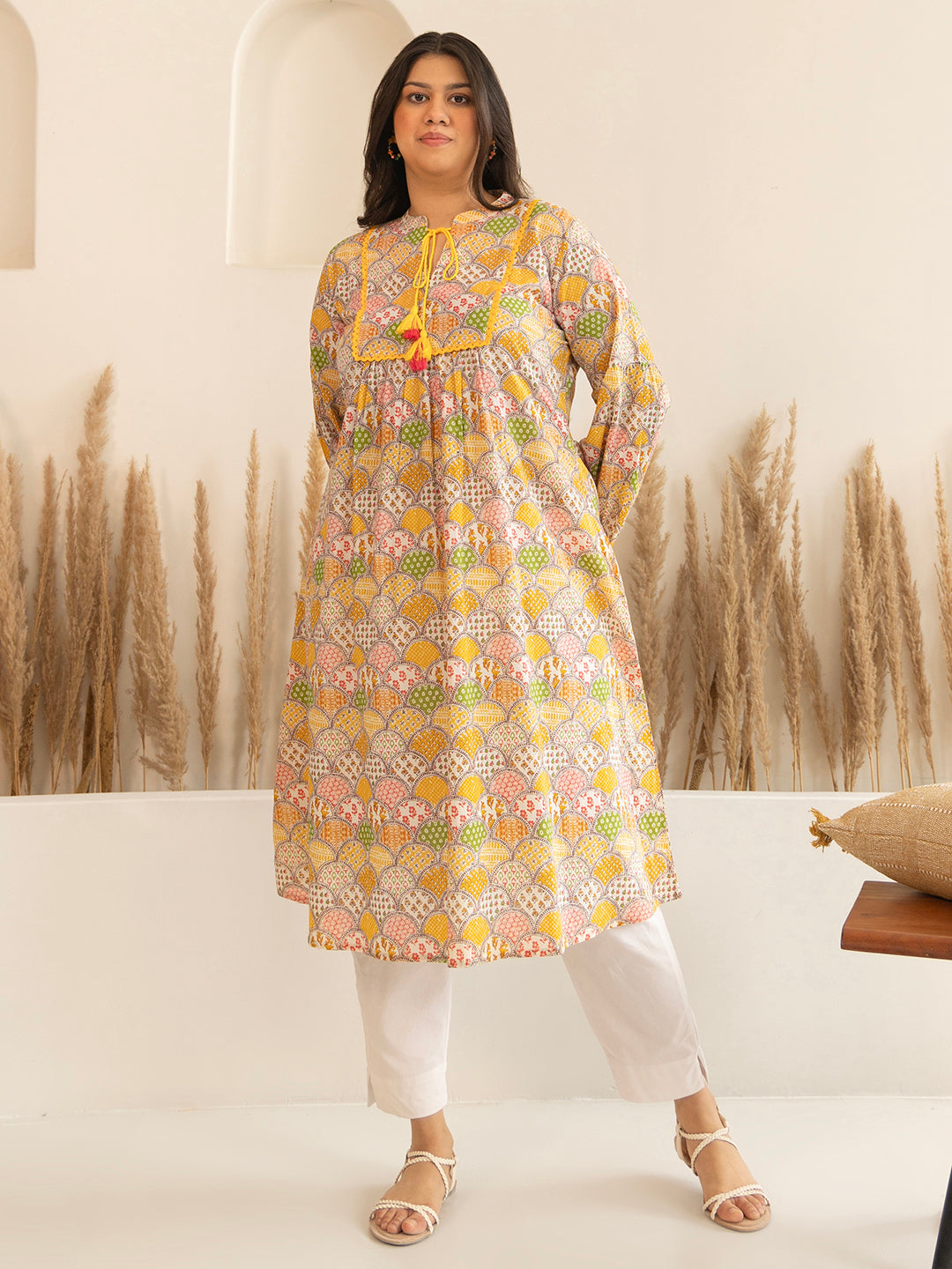 Janasya Multicolor Cotton Ethnic Motifs kurta - Distacart
