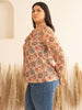 Janasya Peach Georgette Floral Printed Casual Top - Distacart