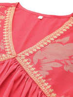 Thumbnail for Ahalyaa Women Floral Printed Tunic with Palazzos - Red Color - Distacart