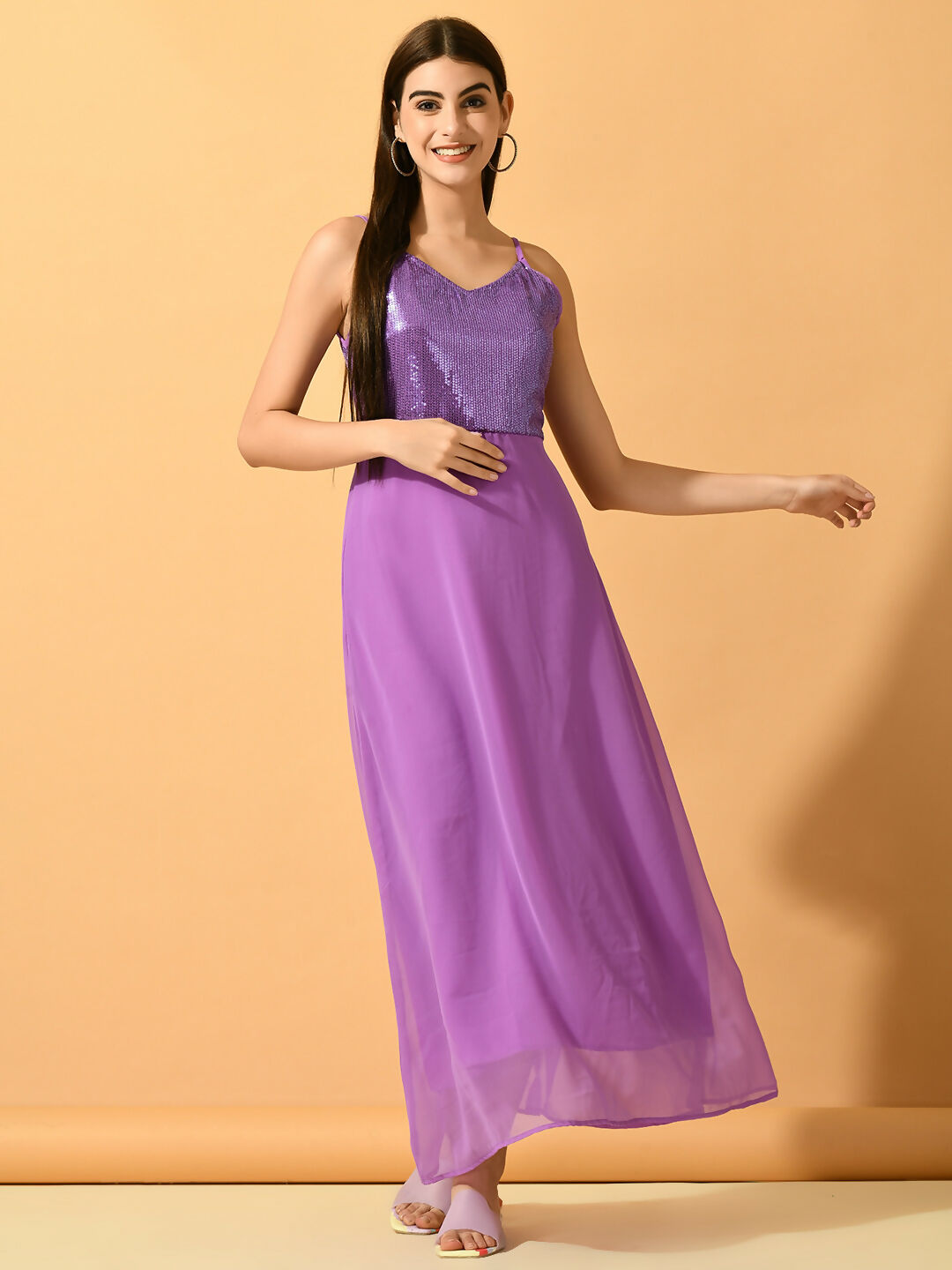 Myshka Women's Lavender Empire Party Dress - Distacart