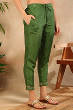 Thumbnail for Ahika Green Poly Silk Solid Straight Suit Set