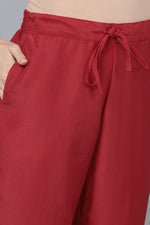 Thumbnail for Ahika Red Poly Silk Sequin Embroidery Straight Suit Set