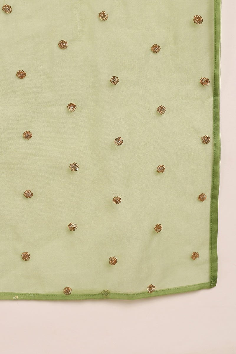 Ahika Green Poly Silk Solid Yoke Design Kurta Trousers With Dupatta