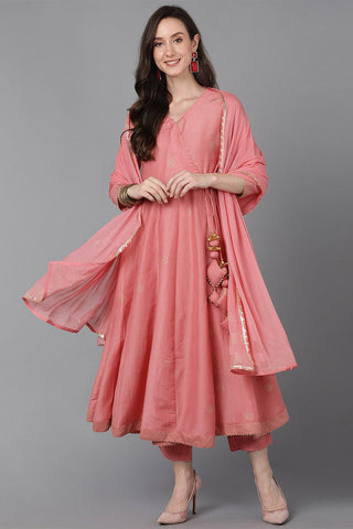 Ahika Pink Poly Silk Solid Solid Kurta Trousers With Dupatta - Distacart