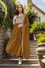 Thumbnail for Ahika Mustard Poly Georgette Yoke Design Suit Set