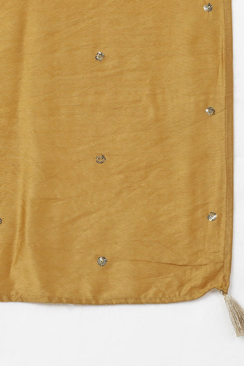 Ahika Mustard Silk Blend Ethnic Motifs Straight Suit Set