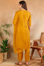 Thumbnail for Ahika Mustard Poly Silk Straight Suit Set