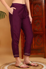 Thumbnail for Ahika Silk Blend Burgundy Embroidered Straight Kurta Pant With Dupatta