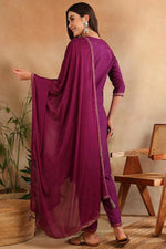 Thumbnail for Ahika Poly Silk Maroon Embroidered Straight Suit Set