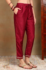 Thumbnail for Ahika Maroon Silk Blend Solid Straight Suit Set