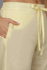 Thumbnail for Ahika Yellow Silk Blend Ethnic Motifs Straight Suit Set - Distacart
