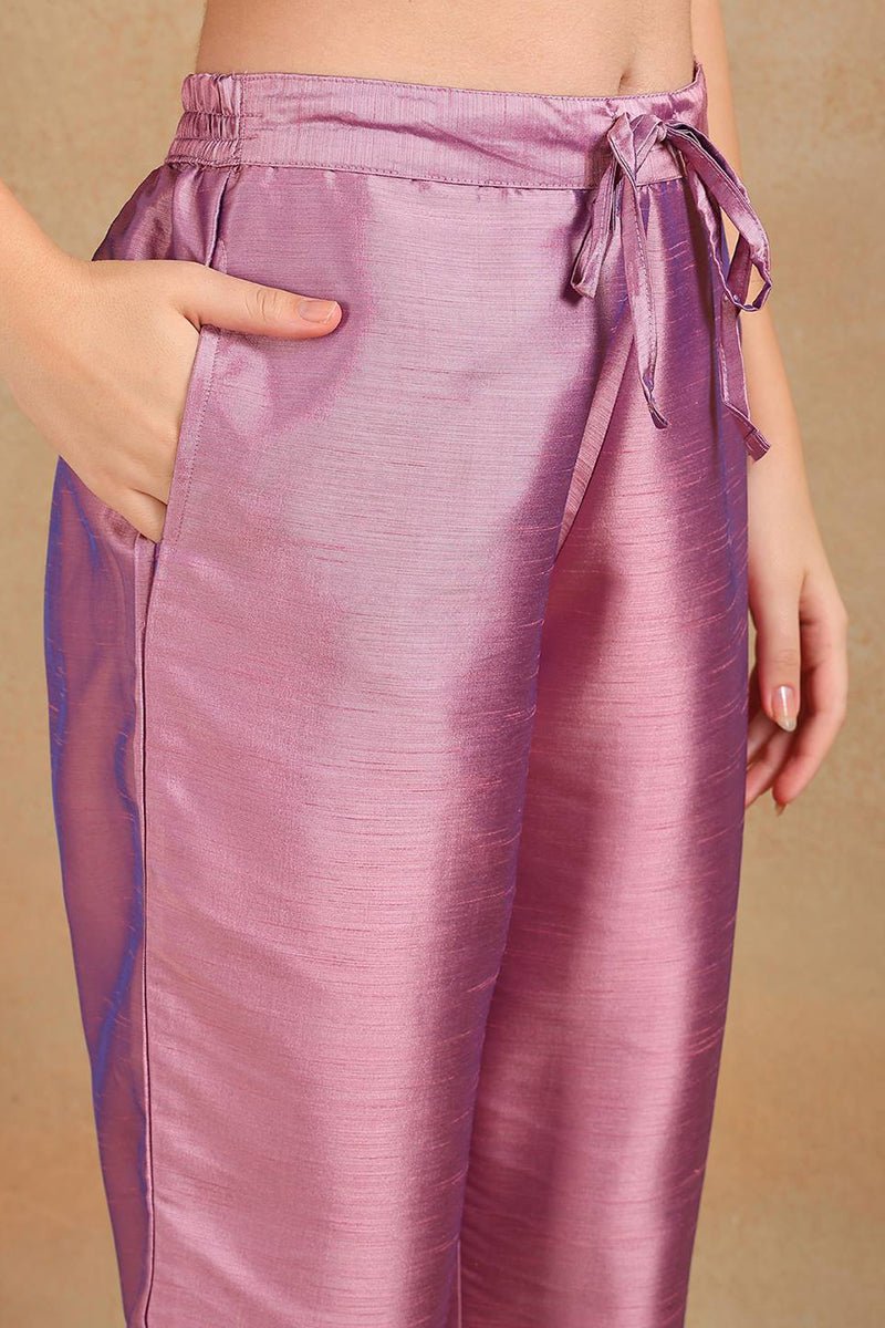 Ahika Lavender Silk Blend Straight Kurta Pant With Dupatta