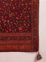 Thumbnail for Ahika Burgundy Silk Blend Ethnic Straight Suit Set