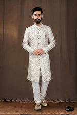 Thumbnail for Joban Fashion Men's Off-White Base Silk Kurta with Pyjama - Distacart