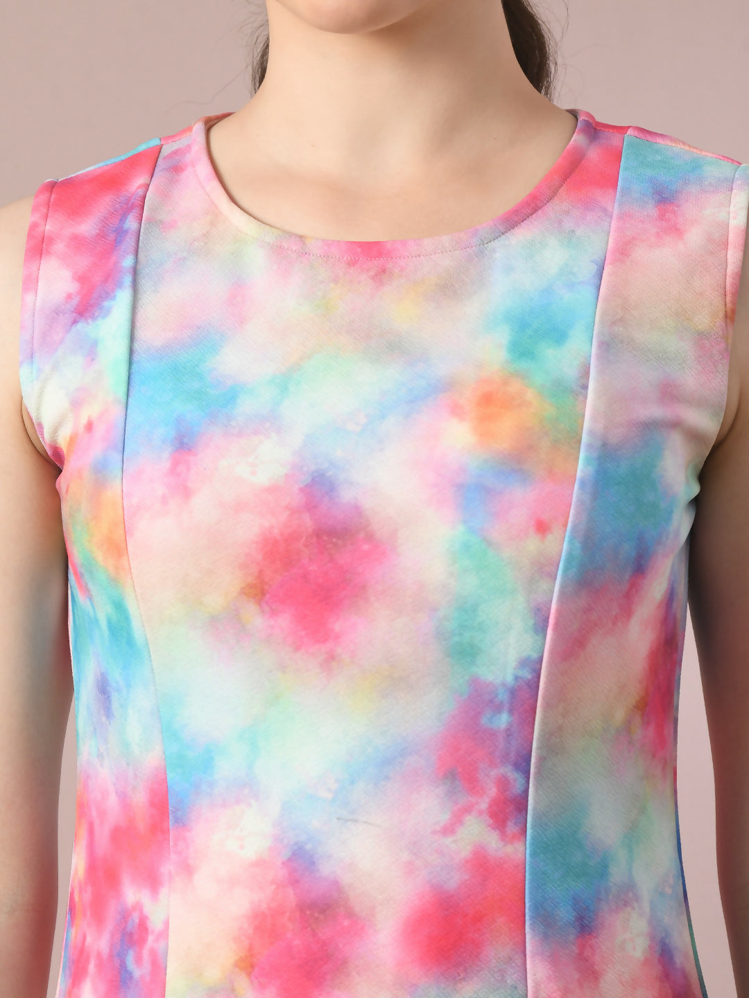 Myshka Women's Multi Printed Round Neck Fit and Flare Party Dress - Distacart