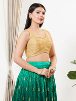 Thumbnail for Joban Fashion Light Gold Tissue Padded Blouse With V Neck Sleeveless - Distacart